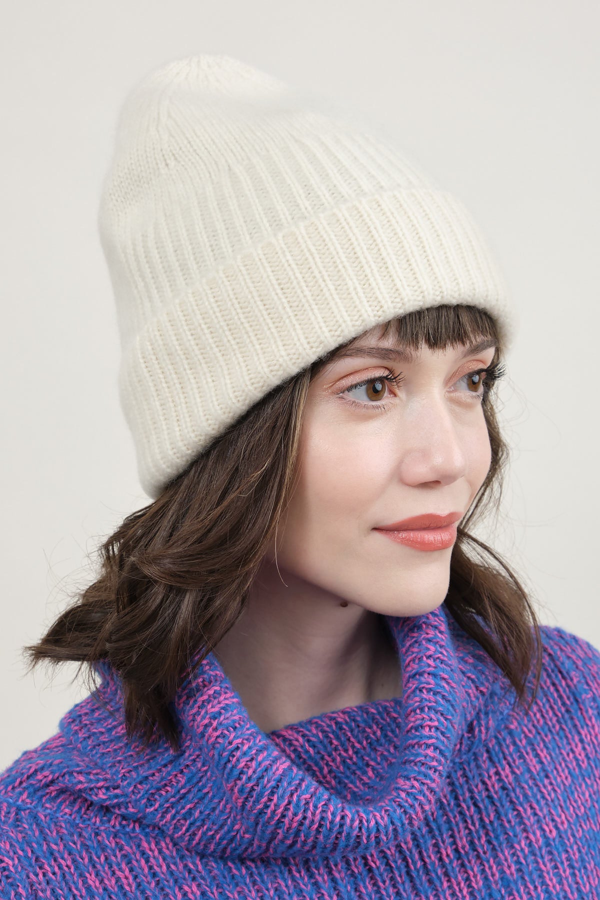 Cashmere Knit Cap in White