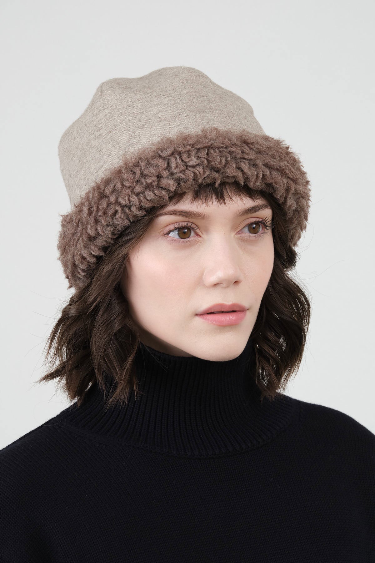 Reversible Beanie by Mature Ha in Natural X Greige