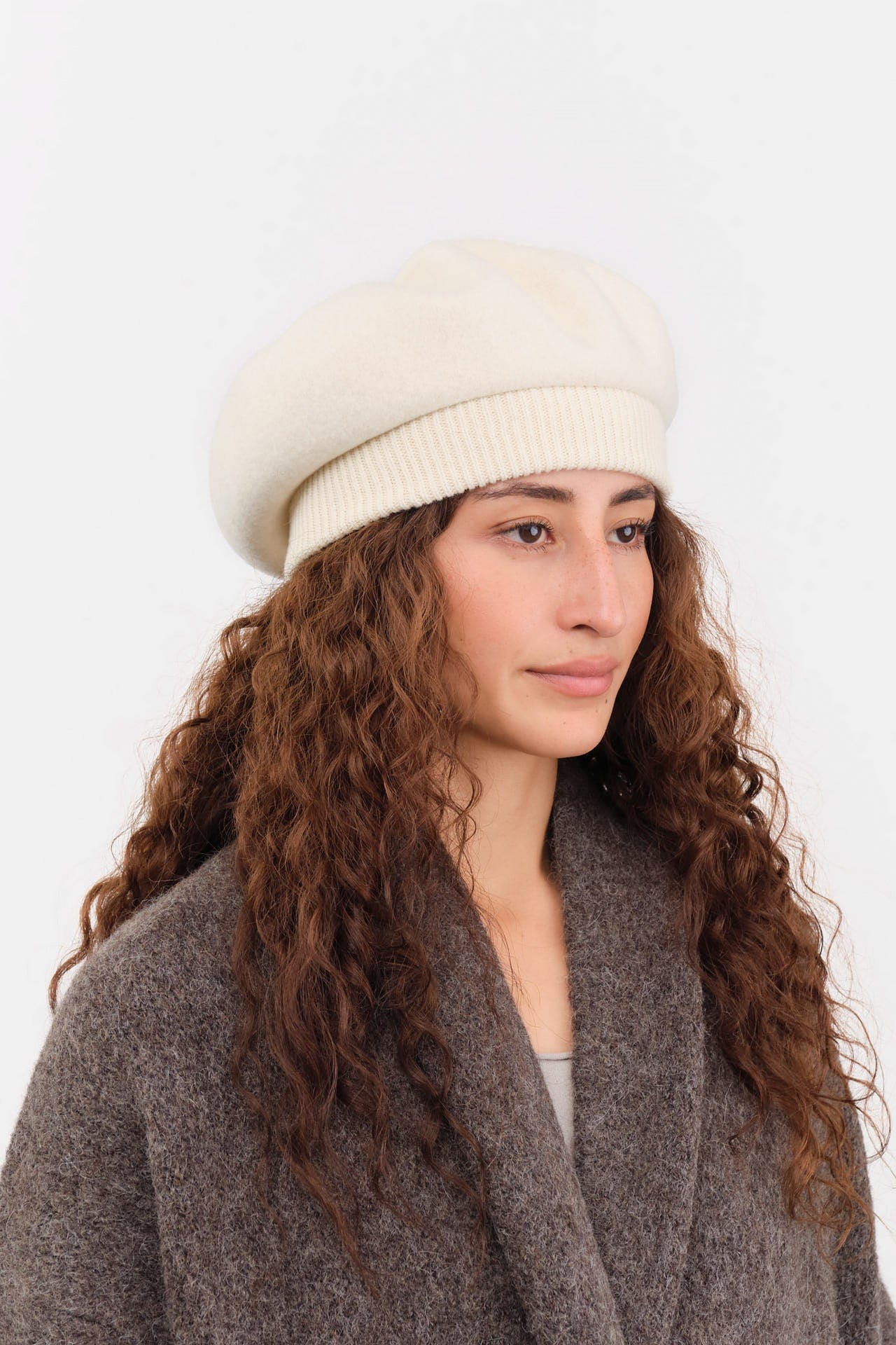 Mature Ha. Accessories Hats Top Gather Rib Beret Raw White / One Size
