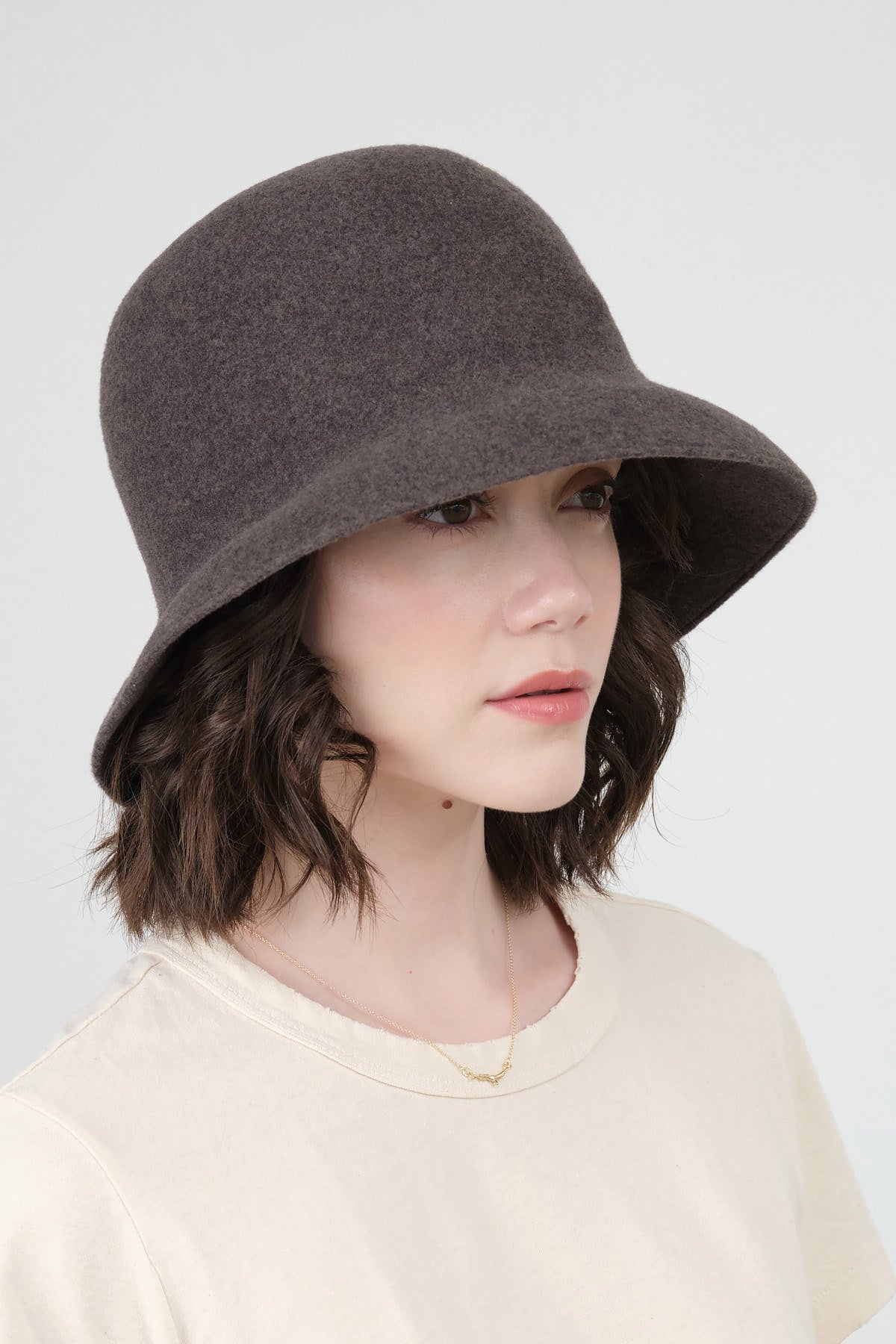 Widen Bell Hat by Mature Ha in Charcoal Brown