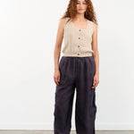 MEALS Apparel Womens Pants Linen Chef Pant in Black Sesame