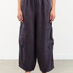 MEALS Apparel Womens Pants Linen Chef Pant in Black Sesame