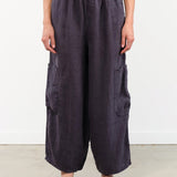 MEALS Apparel Womens Pants Linen Chef Pant in Black Sesame