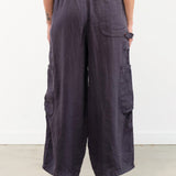 MEALS Apparel Womens Pants Linen Chef Pant in Black Sesame