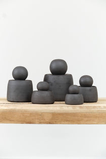 MH Ceramics Home Kitchen Containers Extra Large Stash Jar in Charcoal Charcoal / 6" D X 10" H