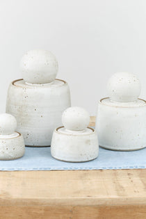 MH Ceramics Home Kitchen Containers Medium Stash Jar in Alabaster Alabaster / 4.5" D X 6" H