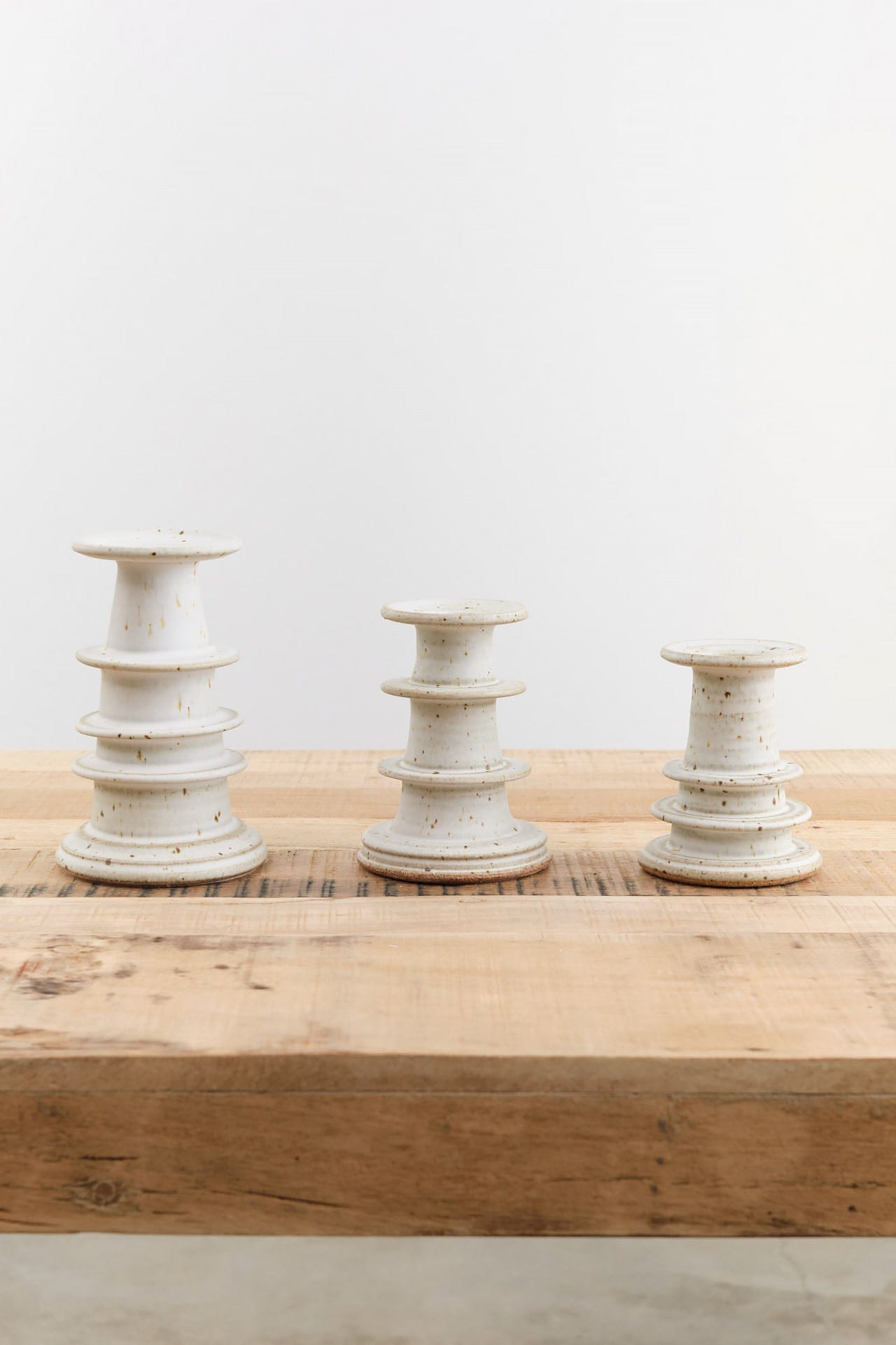 MH Ceramics Home Candle Holders Medium Temple Candlestick Alabaster / 6" H