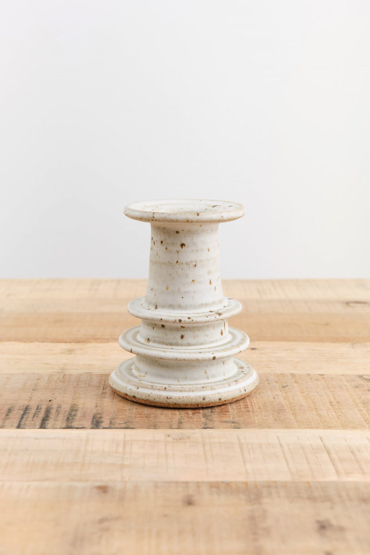 MH Ceramics Home Candle Holders Small Temple Candlestick Alabaster / 5" H
