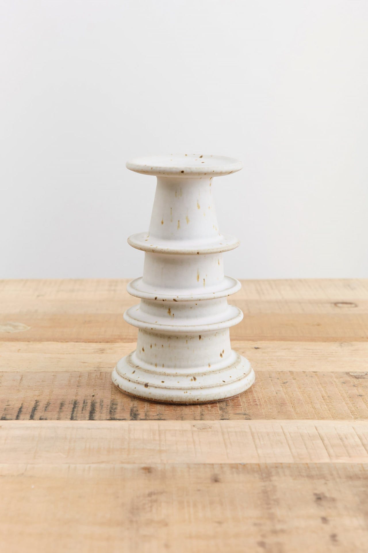 MH Ceramics Home Candle Holders Large Temple Candlestick Alabaster / 7" H