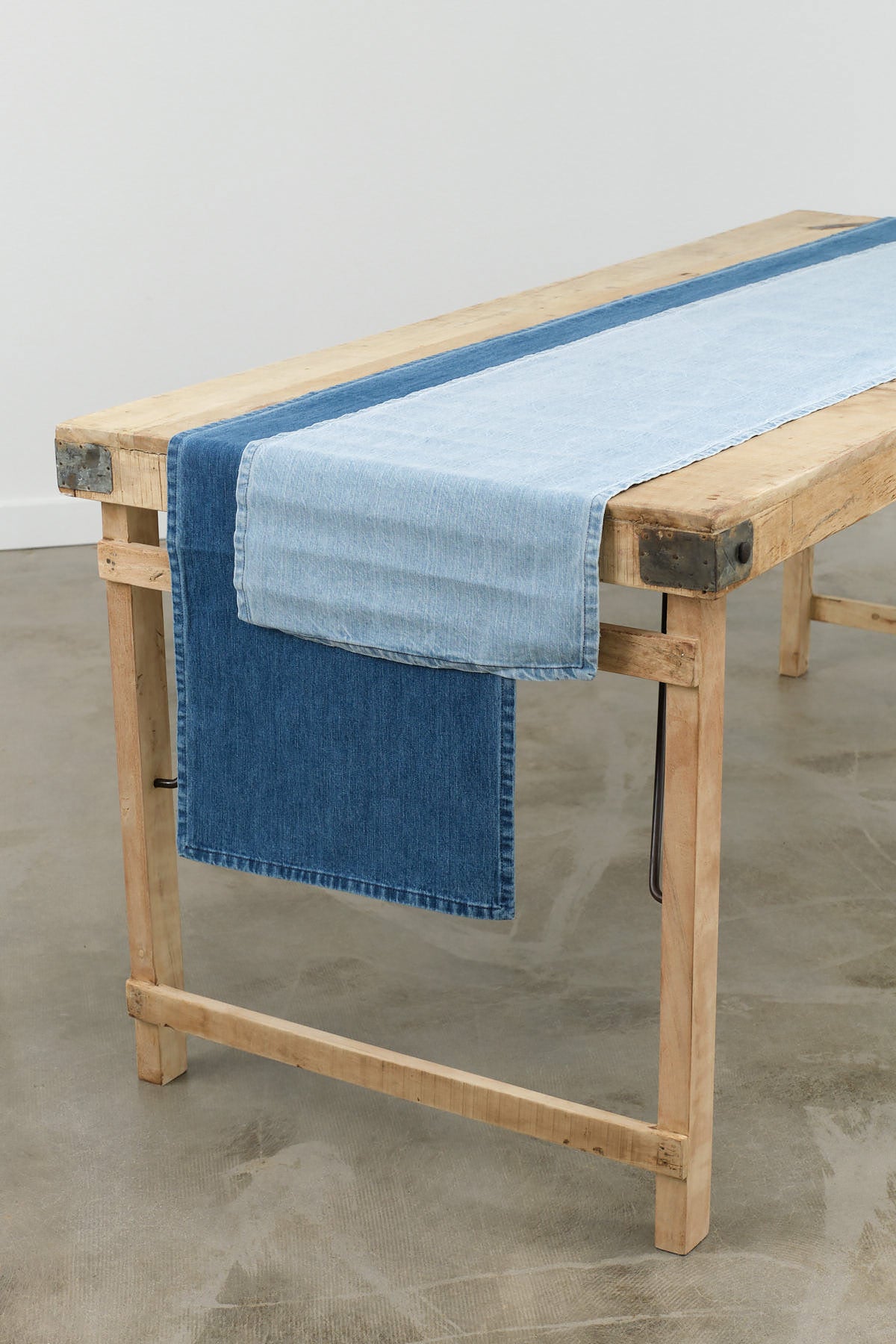 Mi Cocina Home Tablecloths Indigo Denim Long Table Runner Medium Vintage / 108" L X 16" W