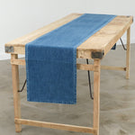 Mi Cocina Home Tablecloths Indigo Denim Table Runner Medium Vintage / 90" L X 16" W
