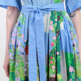 Long Tiered Michelle Dress with Tie Belt in Landscape Print by Mii