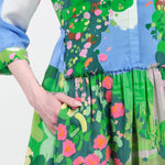 Santi Dress in Landscape Spring Print with Pocket and Raw Seam by Mii