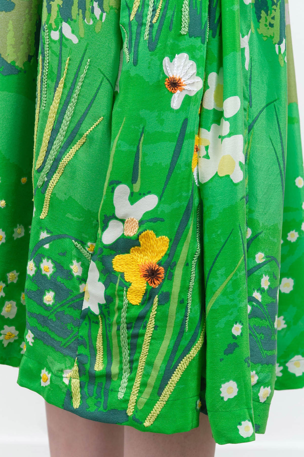 Hand Embroidered Mii Midi Santi Dress in Spring Landscape Print