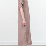 Mirth Long Linen Adelaide Caftan with Collar in Mushroom Linen Tan 