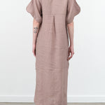 Adelaide Caftan by Mirth with Short Sleeve and Back Pleat and Side Slit and Collar in Mushroom Linen Light Brown