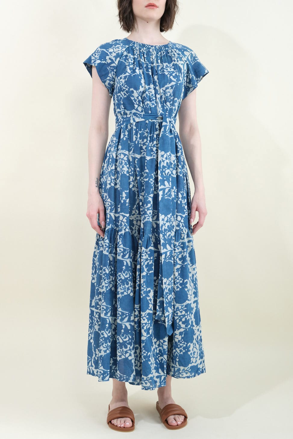 Front of Vienna Maxi Dress in Indigo Bloom