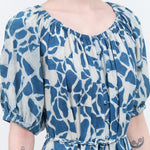 Mirth Capri Dress with Cinch Neckline in Indigo Pattern 