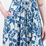 Mirth Capri Dress with Pockets and Braided Belt in Indigo Crackle