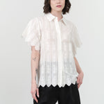 Mirth Harbour Blouse in White Vine Eyelet