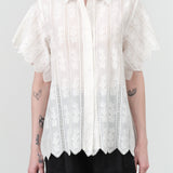 Harbour Blouse by Mirth in White Vine Eyelet