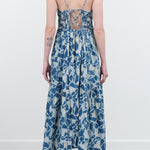 Janeiro Sundress with Straps in Indigo Crackle by Mirth