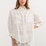 Mirth Apparel Womens Blouses Kyoto Blouse in White Linen