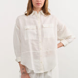 Mirth Apparel Womens Blouses Kyoto Blouse in White Linen