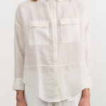 Mirth Apparel Womens Blouses Kyoto Blouse in White Linen