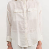 Mirth Apparel Womens Blouses Kyoto Blouse in White Linen