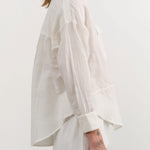 Mirth Apparel Womens Blouses Kyoto Blouse in White Linen