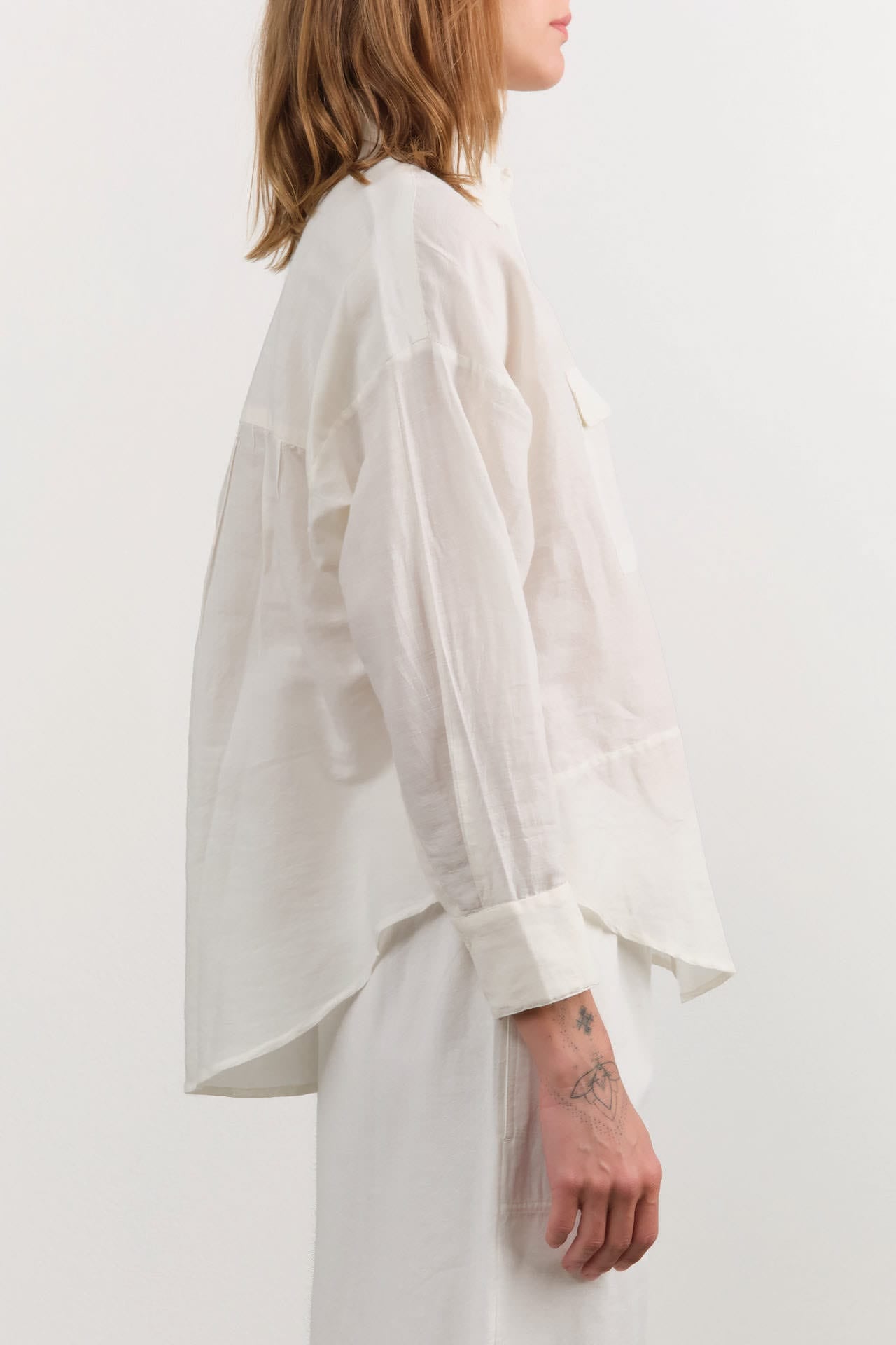 Mirth Apparel Womens Blouses Kyoto Blouse in White Linen