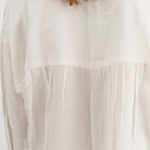 Mirth Apparel Womens Blouses Kyoto Blouse in White Linen