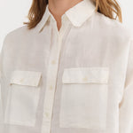 Mirth Apparel Womens Blouses Kyoto Blouse in White Linen