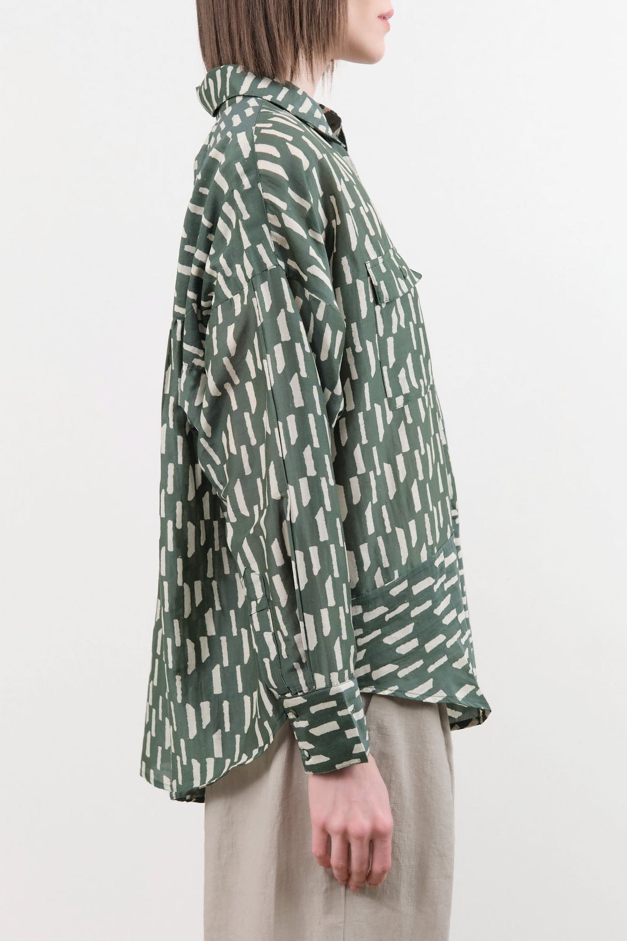 Mirth Apparel Womens Blouses Kyoto Shirt in Verdure Rainfall