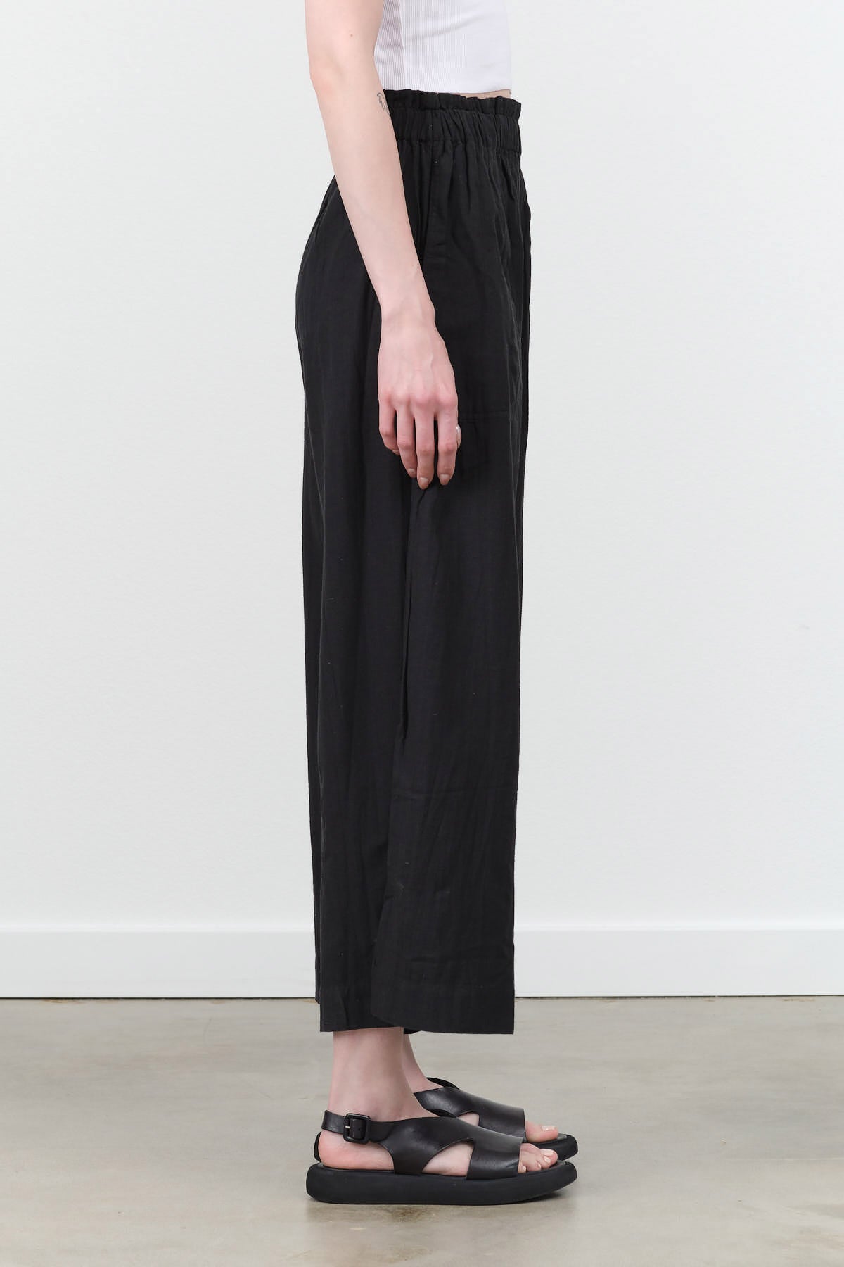 Mirth Paper Bag Elastic Waist Mirth Pant in Black Wide Leg