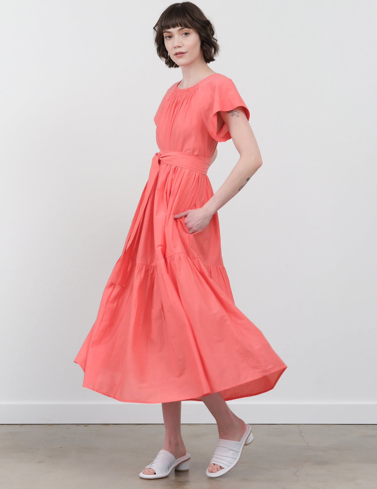Styled view of Vienna Maxi Dress in Coral