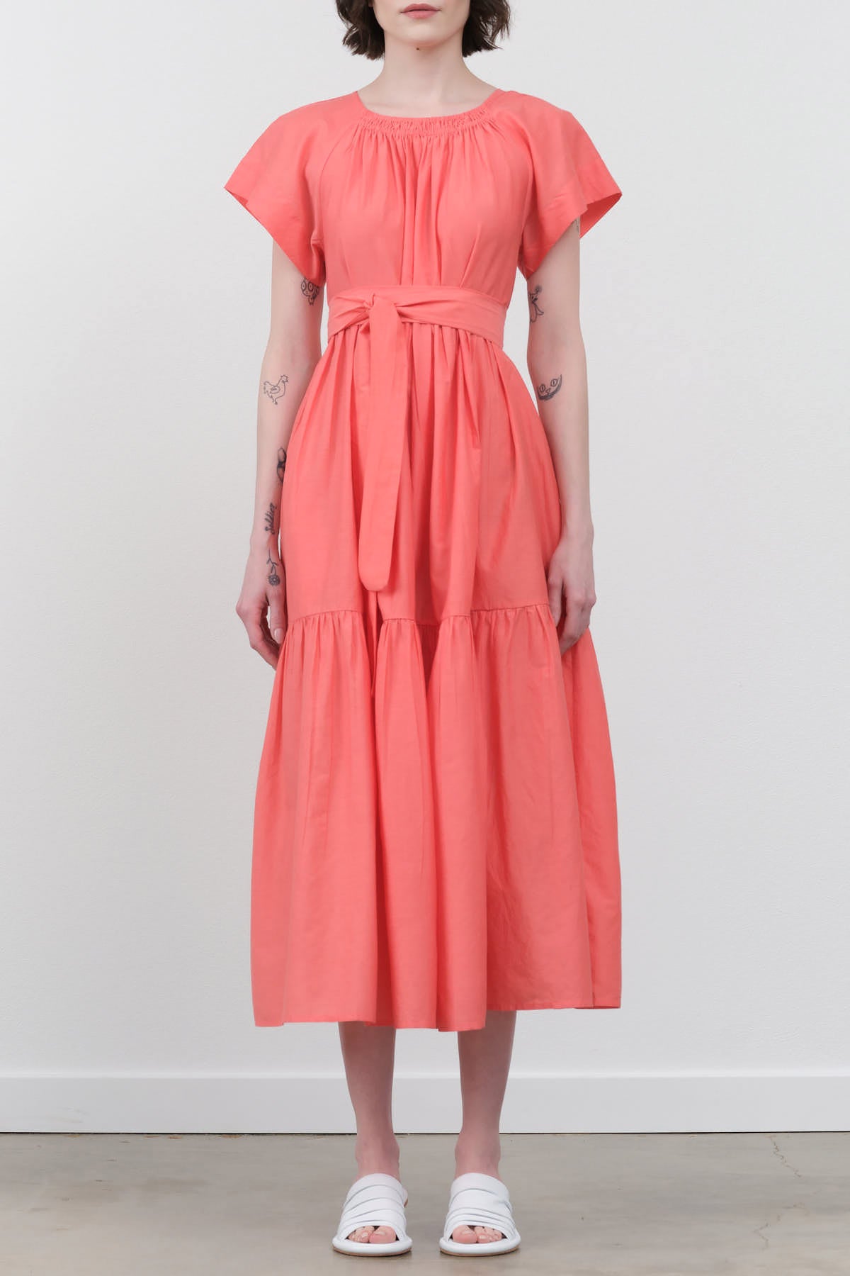 Front view of Vienna Maxi Dress in Coral