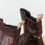 Ebano Brown Cusna Tronchetto Donna Boots with Zippers and Pull Tabs by Moma Shoes Brand