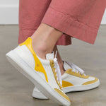 Back view of Lace Up Leather Sneakers in Giallo
