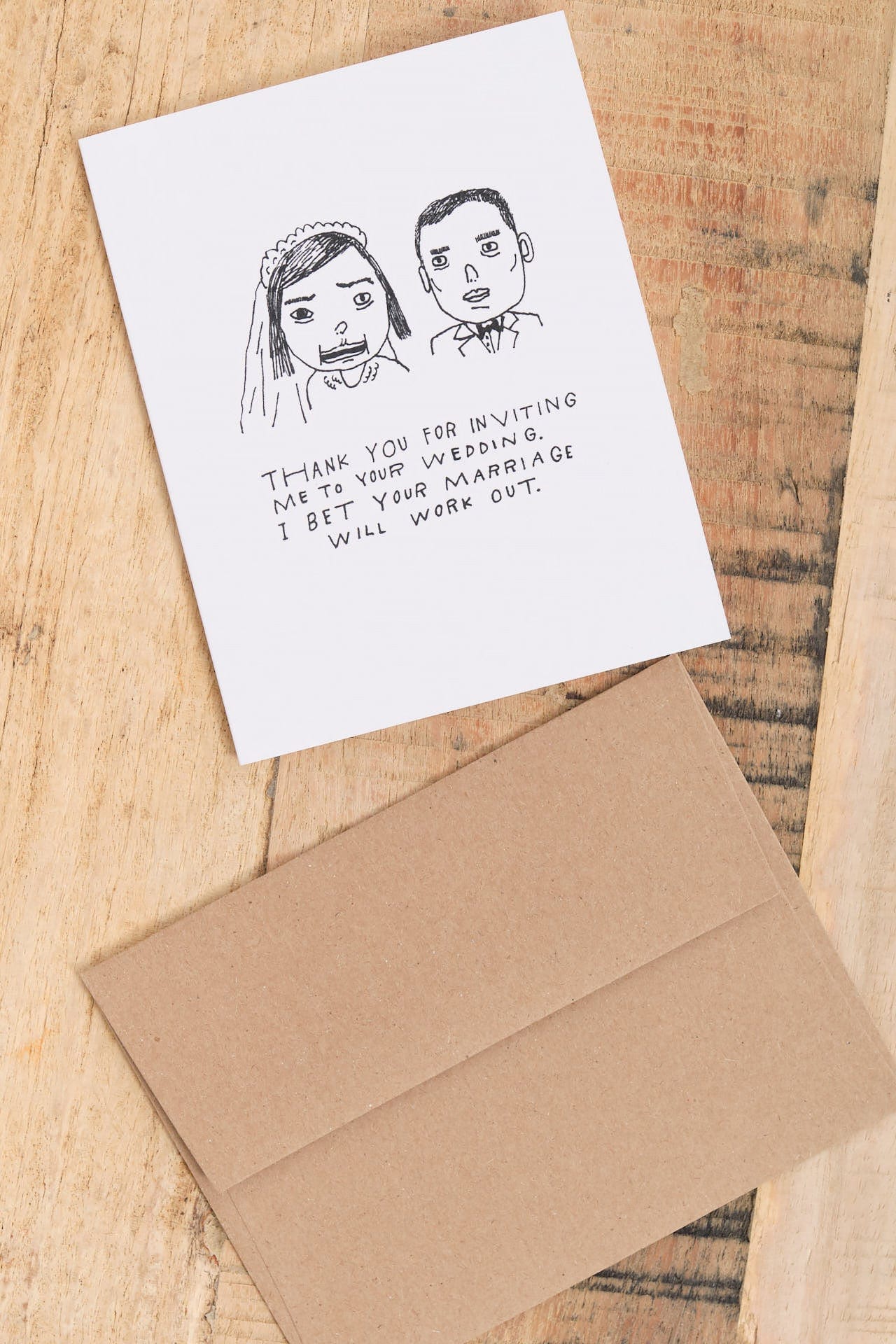 Mountain vs. Plains Craft Stationery Marriage Will Work Card