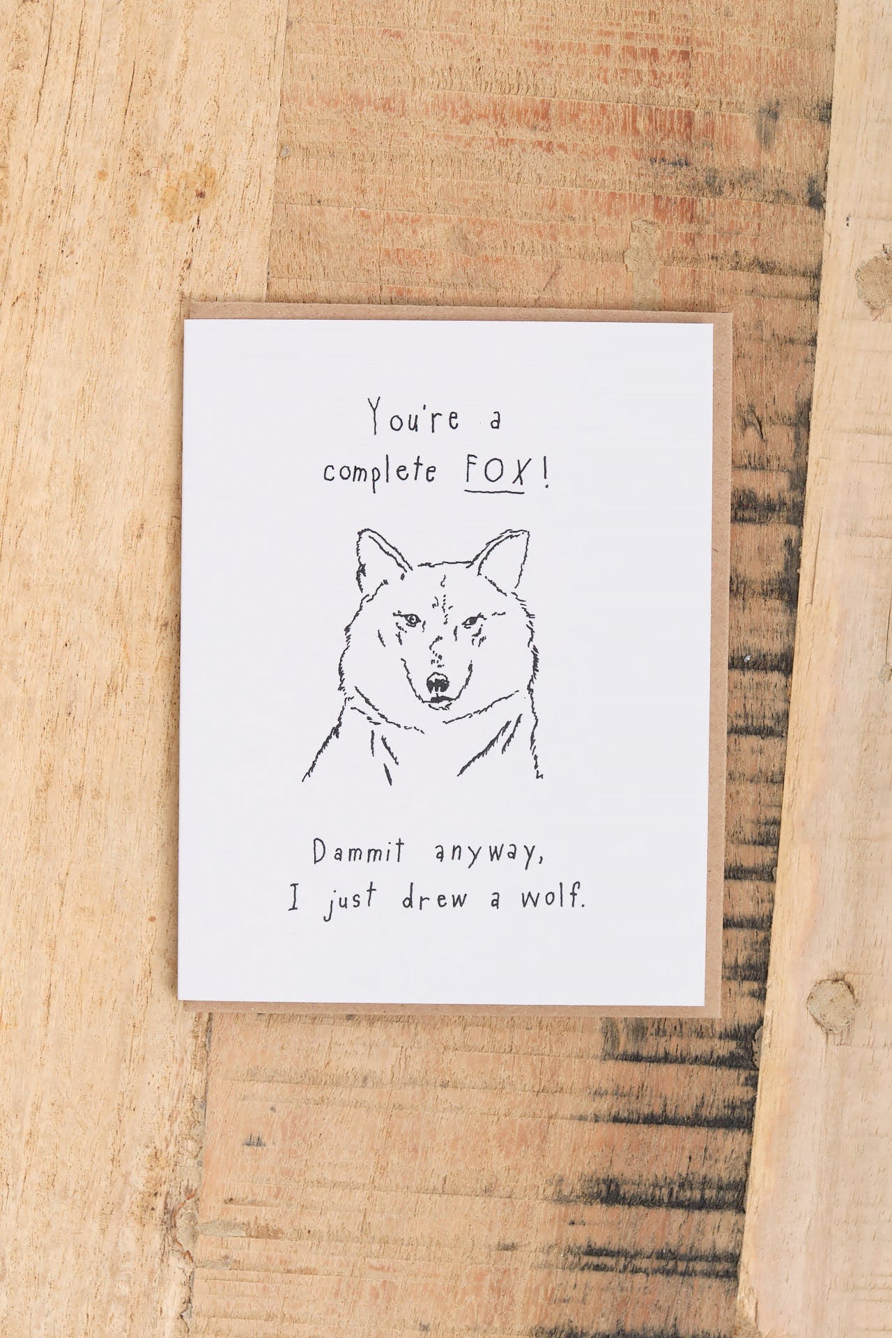 Mountain vs. Plains Craft Stationery Fox Wolf Card