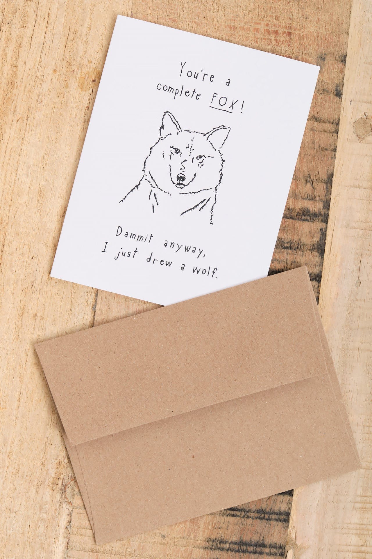 Mountain vs. Plains Craft Stationery Fox Wolf Card