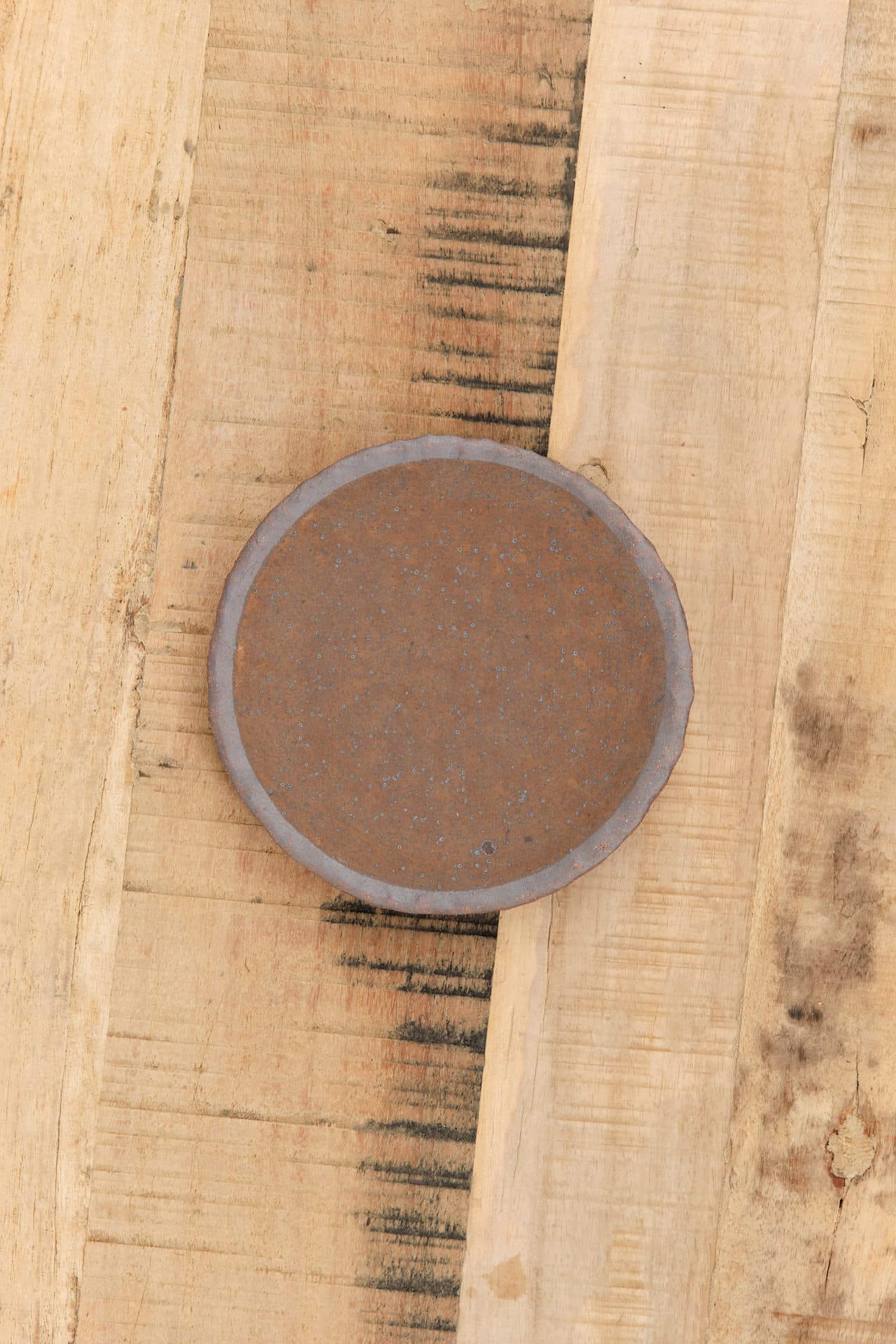 MQuan Art Ceramics Hammered Round Dish in Full Moon Med Brown Full Moon Med Brown / 5.25" Dia