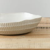 Carved Eggshell Serving Bowl in White