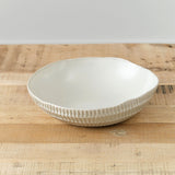 Carved Eggshell Serving Bowl in White