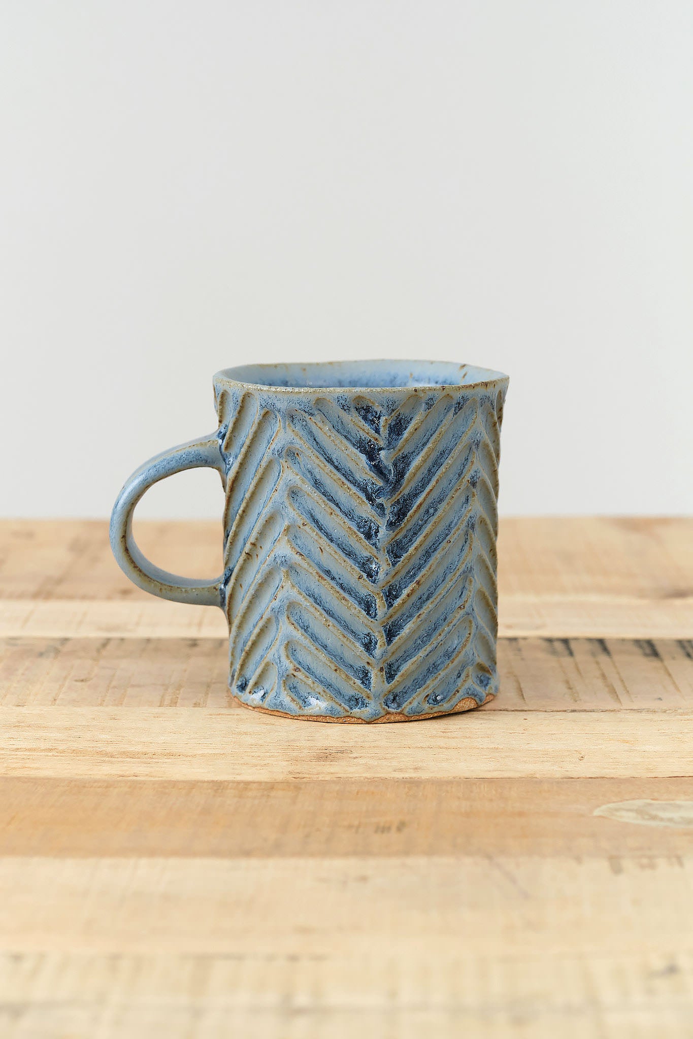 Mt. Washington Pottery Home CoffeeTea Chevron Mug in Blue Blue / 3.75" Dia X 4" H