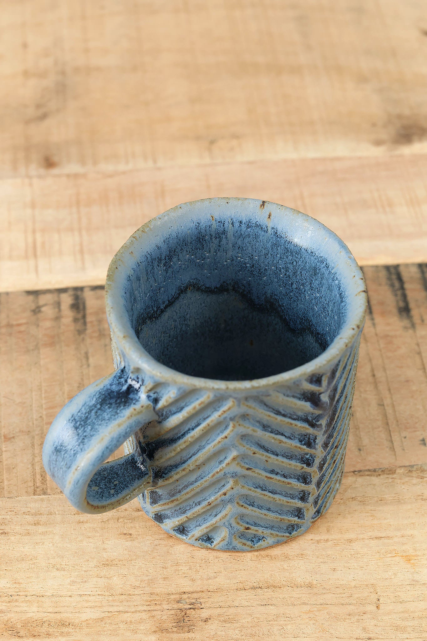 Blue Chevron Mug by Mt. Washington Pottery