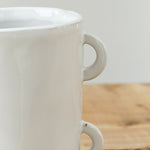 White and Natural Double Looped Handle Cache Pot by Mt. Washington Pottery