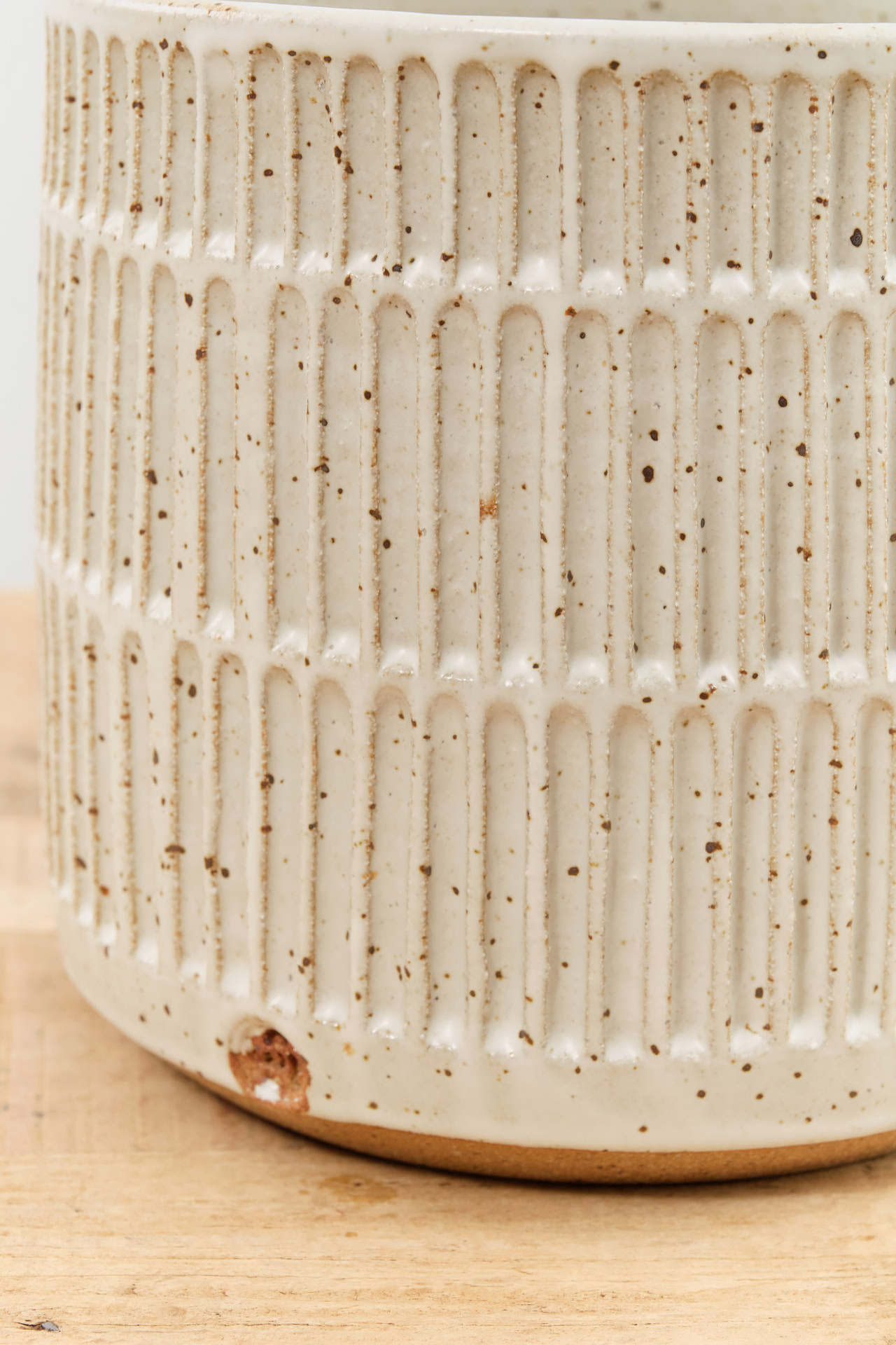 Mt. Washington Pottery Home Planters Large Planter with Drainage Speckled White / 8" Dia X 8" H